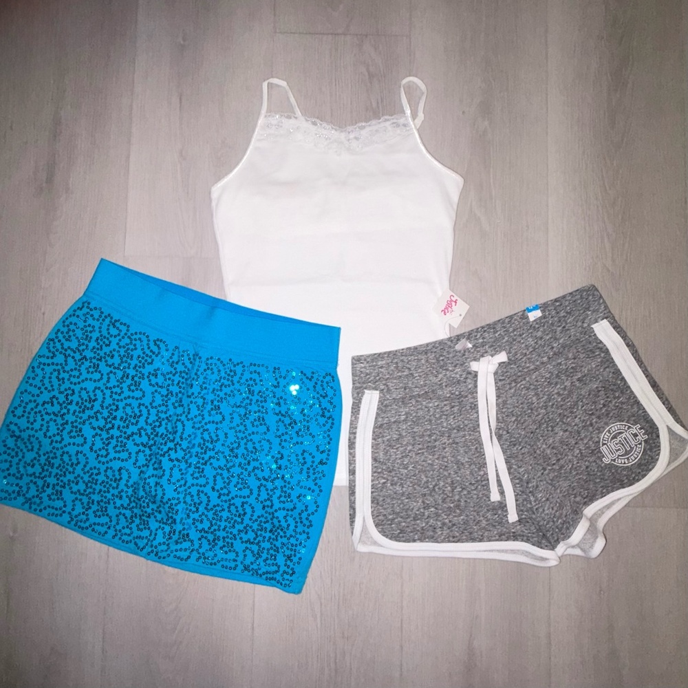Justice Girls 3-pc Skort Shorts & Tank Set | Size 12 | Pre-Walmart Era | NWT EUC